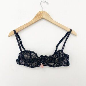 Audabe Paris Black Lace Tassel Lingerie Bra Size 36B